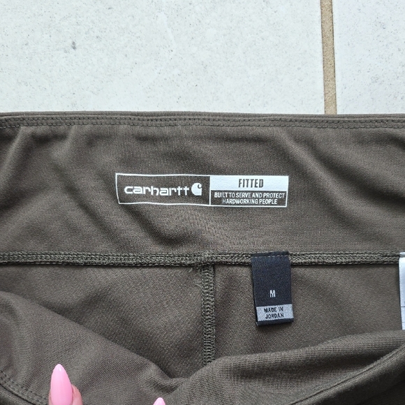 Carhartt Olive Green Leggings Size Medium Stretch Workwear Athletic - Picture 2 of 8